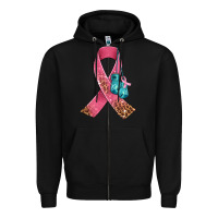 Black cancer ribbon and boxing gloves Zipper Hoodie - AdoDesignShop