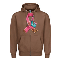 Chestnut cancer ribbon and boxing gloves Zipper Hoodie - AdoDesignShop