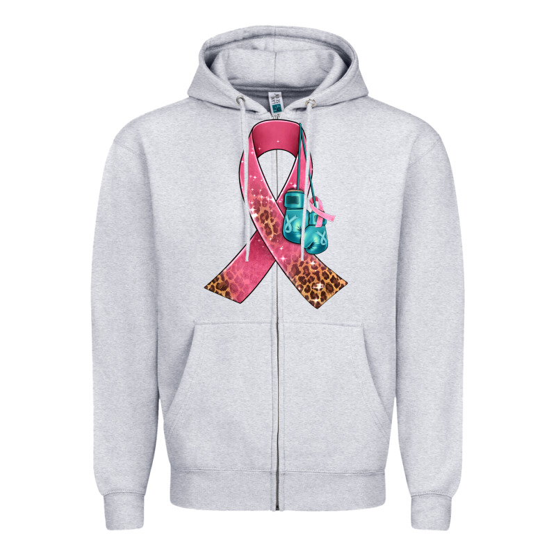 Cancer Ribbon And Boxing Gloves Zipper Hoodie by AdoDesignShop | Teevron