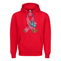 Red cancer ribbon and boxing gloves Zipper Hoodie - AdoDesignShop