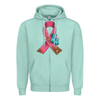 Seafoam cancer ribbon and boxing gloves Zipper Hoodie - AdoDesignShop