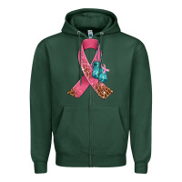 Sports Green cancer ribbon and boxing gloves Zipper Hoodie - AdoDesignShop