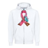 White cancer ribbon and boxing gloves Zipper Hoodie - AdoDesignShop