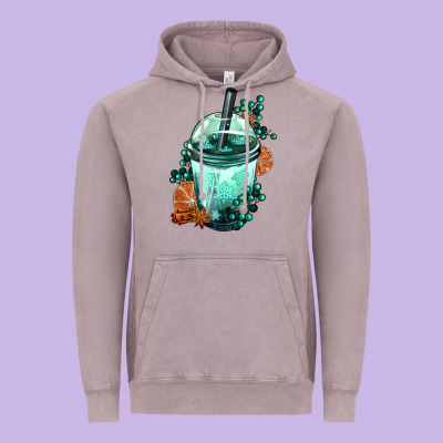 Winter Bobba Cup Vintage Hoodie Designed By Fadigitalartstudio
