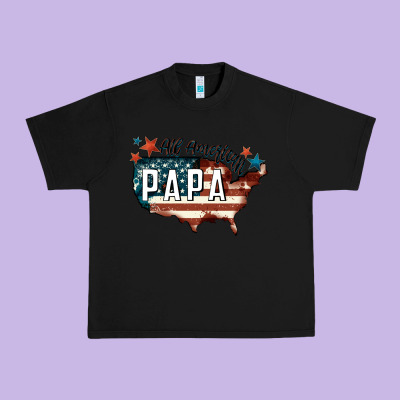 All American Papa Urban Heavy Tee Designed By Fadigitalartstudio