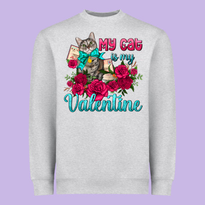 My Cat Is My Valentine Heavyweight Sweatshirt Designed By Adodesignshop