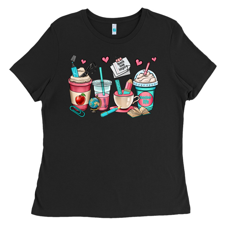Teacher Coffee Cups Ladies Tee by OliviaCreatesArt | Teevron