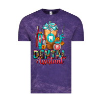 Cloud Purple Dental Assistant Dentist Frappe Vintage Tee - FaDigitalArtStudio