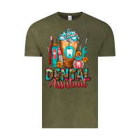 Vintage Olive Dental Assistant Dentist Frappe Vintage Tee - FaDigitalArtStudio