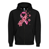 Black pink cancer ribbon Zipper Hoodie - AdoDesignShop