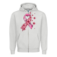 Dove Grey pink cancer ribbon Zipper Hoodie - AdoDesignShop