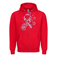 Red pink cancer ribbon Zipper Hoodie - AdoDesignShop