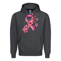 Smoke pink cancer ribbon Zipper Hoodie - AdoDesignShop
