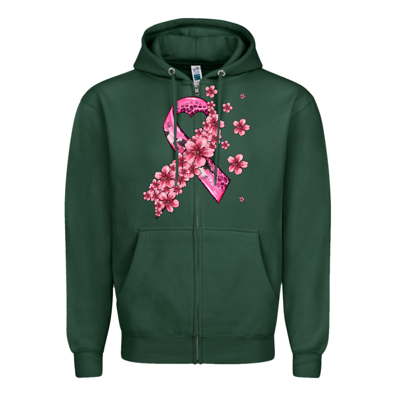 Pink Cancer Ribbon Zipper Hoodie by AdoDesignShop | Teevron