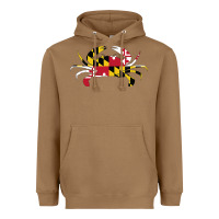Toasted Coconut Maryland Crab State Pride Flag Heavyweight Hoodie - maiPhamDesign