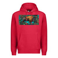 Cardinal Bison with leopard and turquoise Premium Hoodie - RanaPortraitStore