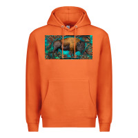 Carrot Bison with leopard and turquoise Premium Hoodie - RanaPortraitStore