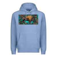 Colony Blue Bison with leopard and turquoise Premium Hoodie - RanaPortraitStore