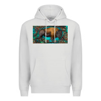 Dove Grey Bison with leopard and turquoise Premium Hoodie - RanaPortraitStore