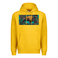 Lemon Bison with leopard and turquoise Premium Hoodie - RanaPortraitStore