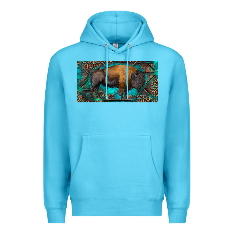Bison With Leopard And Turquoise Premium Hoodie by RanaPortraitStore | Teevron