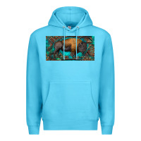 Ocean Blue Bison with leopard and turquoise Premium Hoodie - RanaPortraitStore