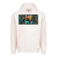 Pale Pink Bison with leopard and turquoise Premium Hoodie - RanaPortraitStore