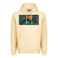 Pina Colada Bison with leopard and turquoise Premium Hoodie - RanaPortraitStore