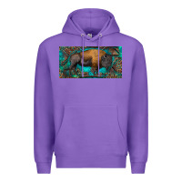 Purple Bison with leopard and turquoise Premium Hoodie - RanaPortraitStore