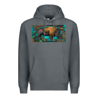 Rock Bison with leopard and turquoise Premium Hoodie - RanaPortraitStore