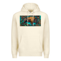 Sandshell Bison with leopard and turquoise Premium Hoodie - RanaPortraitStore