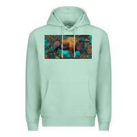 Seafoam Bison with leopard and turquoise Premium Hoodie - RanaPortraitStore