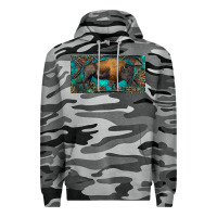 Slate Camo Bison with leopard and turquoise Premium Hoodie - RanaPortraitStore