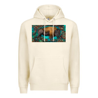 Tofu Bison with leopard and turquoise Premium Hoodie - RanaPortraitStore