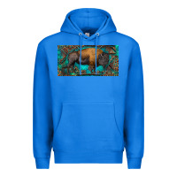 True Royal Bison with leopard and turquoise Premium Hoodie - RanaPortraitStore