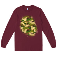 Burgundy camouflage patch 3 Long Sleeve Tee - BundleAndBundleShop