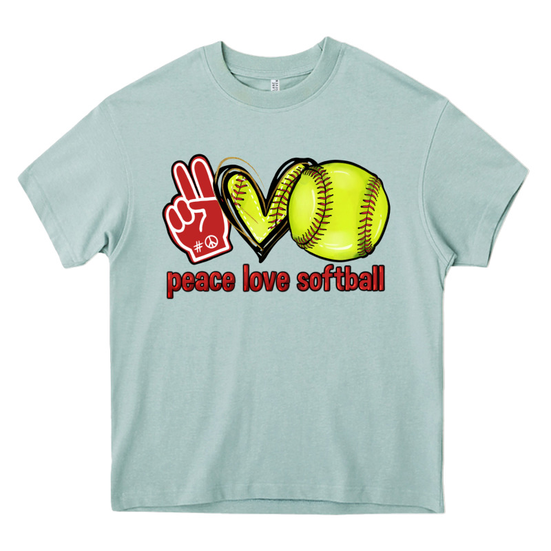 Peace Love Softball Heavy Core Tee by HowdyJamesFarm | Teevron