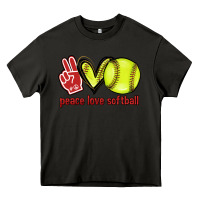 Asphalt Peace love Softball Heavy Core Tee - HowdyJamesFarm