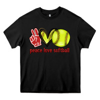 Black Peace love Softball Heavy Core Tee - HowdyJamesFarm