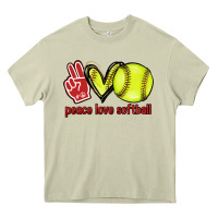 Mossy Peace love Softball Heavy Core Tee - HowdyJamesFarm