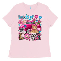 Bubblegum Pink loads of love valentine's day olivia Ladies Tee - OliviaCreatesArt