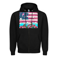 Black american flag and teeth with flowers Zipper Hoodie - AdoDesignShop