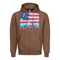 Chestnut american flag and teeth with flowers Zipper Hoodie - AdoDesignShop