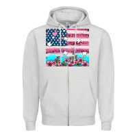 Dove Grey american flag and teeth with flowers Zipper Hoodie - AdoDesignShop