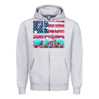 Heather Grey american flag and teeth with flowers Zipper Hoodie - AdoDesignShop