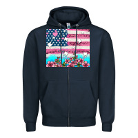 Navy american flag and teeth with flowers Zipper Hoodie - AdoDesignShop