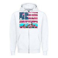 White american flag and teeth with flowers Zipper Hoodie - AdoDesignShop