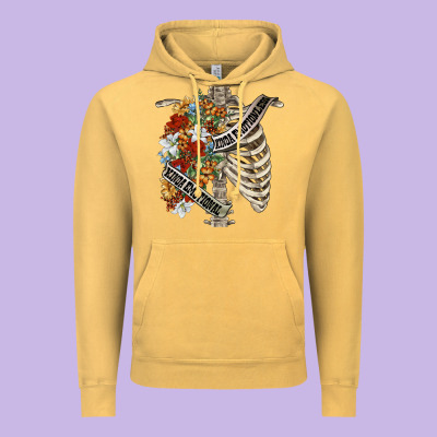 Kinda Emotionless Kinda Emotional Skeleton Chest Vintage Hoodie Designed By Fadigitalartstudio