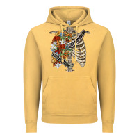Vintage Mustard kinda emotionless kinda emotional skeleton chest Vintage Hoodie - FaDigitalArtStudio