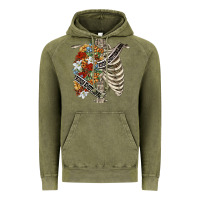 Vintage Olive kinda emotionless kinda emotional skeleton chest Vintage Hoodie - FaDigitalArtStudio